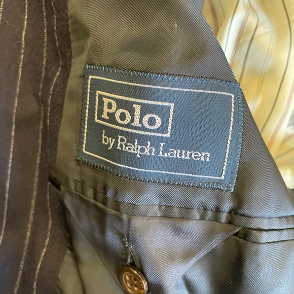 Polo Ralph Lauren Made in Italy Vintage Pin Stripe Wool Suit in Navy Size 46 R - Picture 11 of 16